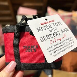 Trader Joe's Red and Black Micro Tote with Grocery Bag